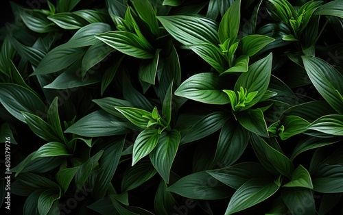 Dark Green Leaves of Ground Cover Plant Abstract Texture