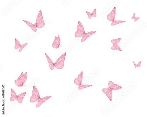 set of pink and white butterflies