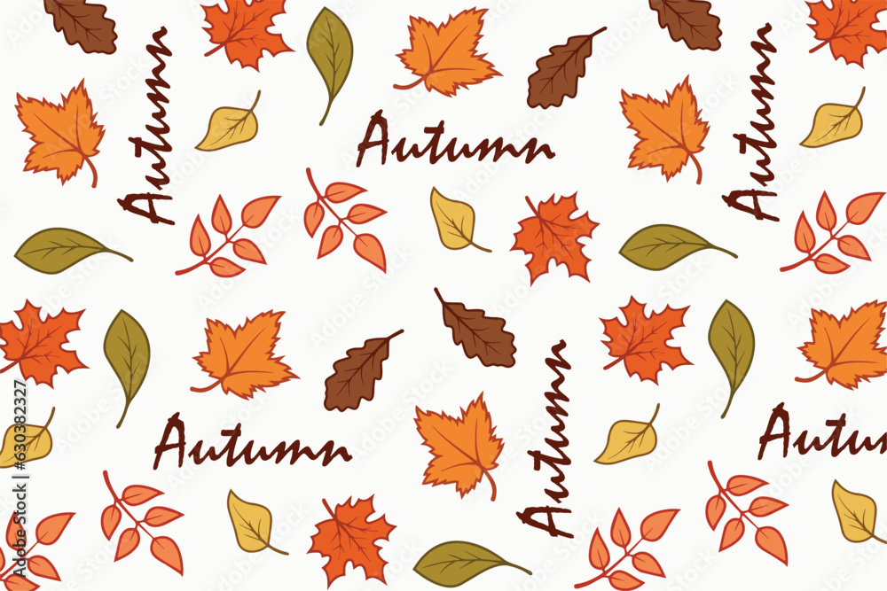 Hello Autumn seamless pattern- autumn leaves