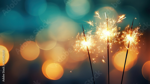 Sparklers on blurry background with copy space. AI