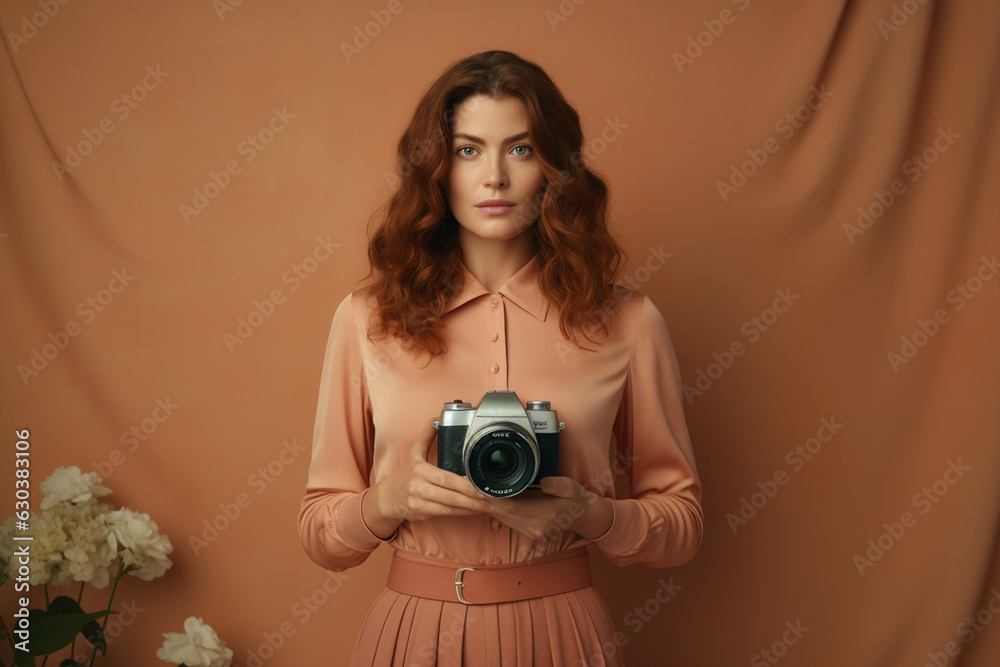 Fototapeta premium A woman taking a photo with a camera