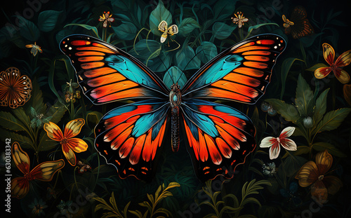 Butterfly with flower background