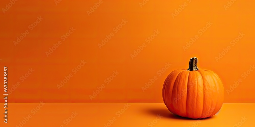 AI Generated. AI Generative. Orange pumpkin at wall mock up background decoration. Halloween thanksgiving holiday america. Graphic Art AI Generated. AI Generative. Orange pumpkin at wall mock up background decoration. Halloween thanksgiving holiday america. Graphic Art