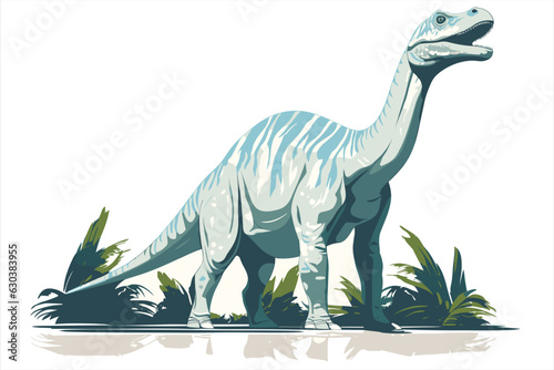 Diplodocus vector art still life painting flat illustration