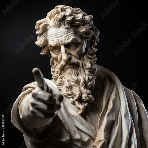 a portrait black and white statue picture of Pythagoras, with his face pointing slightly right