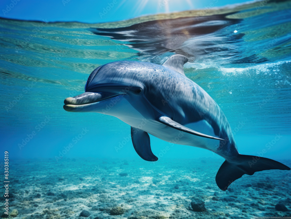 Obraz premium Dolphins in their Natural Habitat, Wildlife Photography, Generative AI