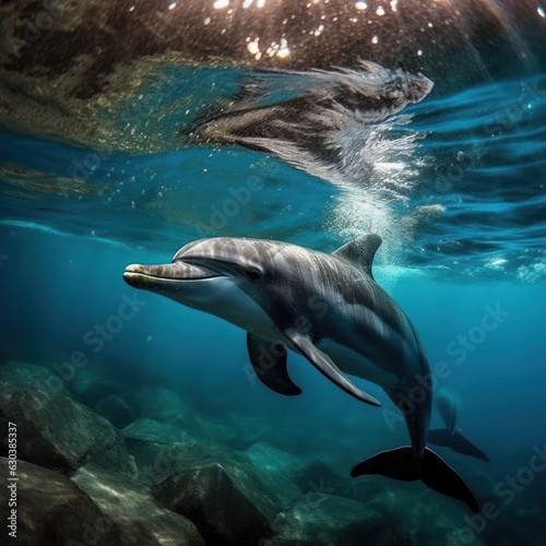 Dolphins in their Natural Habitat, Wildlife Photography, Generative AI