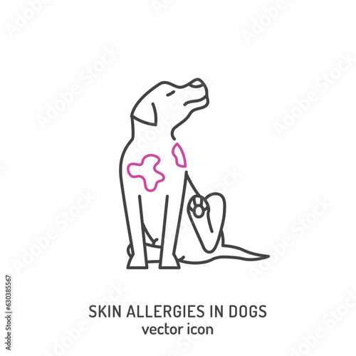 Dog skin problems icon. Allergies in dogs sign.