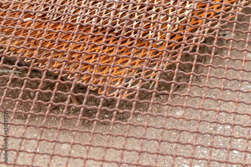 Iron Mesh grading rustic background outside rusty