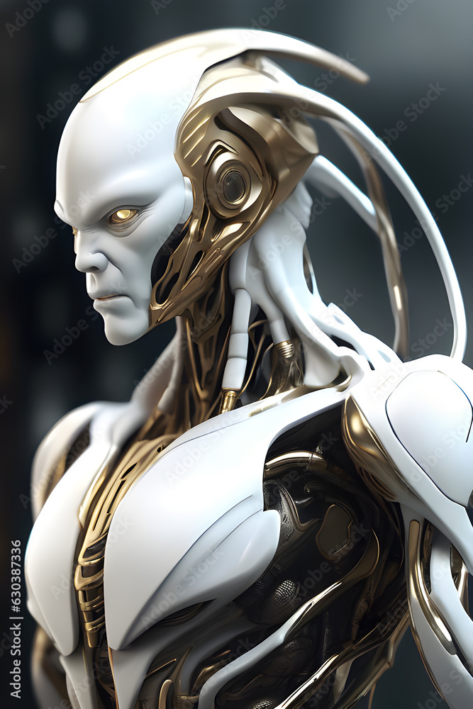 Generative AI Illustration of Alien humanoid cyborg Generative AI Illustration of Alien humanoid cyborg