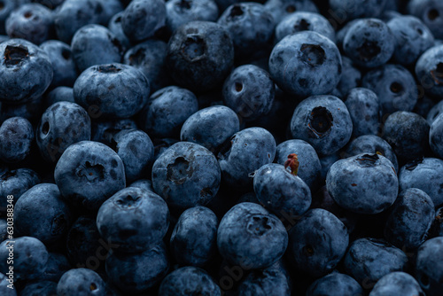 Ripe blueberries close up. Blueberry macro