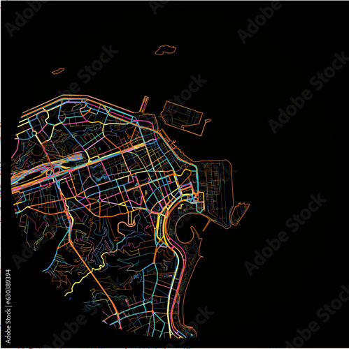 Colorful Map of RiodeJaneiro with all major and minor roads.
