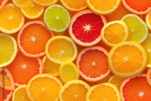 Seamless pattern with juicy orange  grapefruit and lime slices  organic fresh fruit background citrus endless texture.