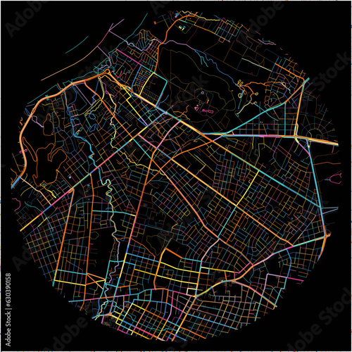 Colorful Map of Asuncion with all major and minor roads.