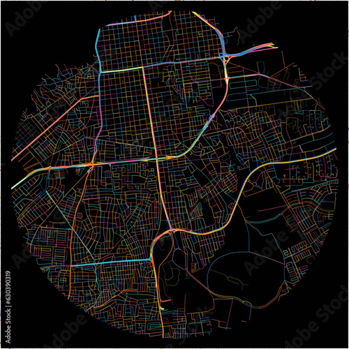 Colorful Map of Valencia with all major and minor roads.