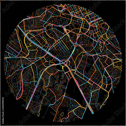 Colorful Map of Campinas with all major and minor roads.