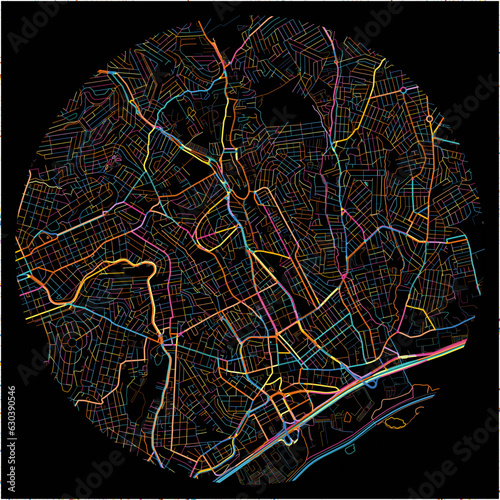 Colorful Map of Guarulhos with all major and minor roads.
