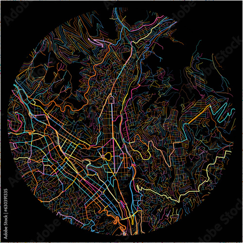 Colorful Map of LaPaz with all major and minor roads.