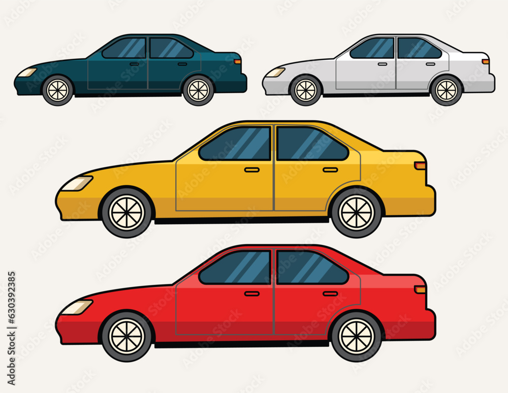 Se of SUV car vector art illustration