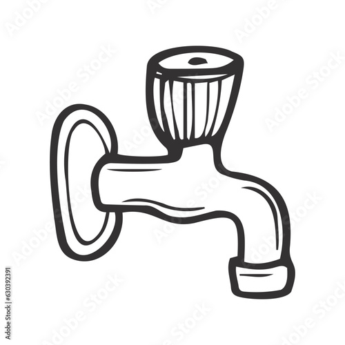tap water doodle hand drawing vector isolated on white