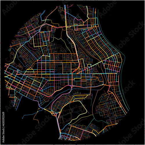 Colorful Map of JoaoPessoa with all major and minor roads.