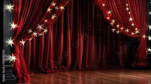 red velvet stage curtains created with Generative AI technology