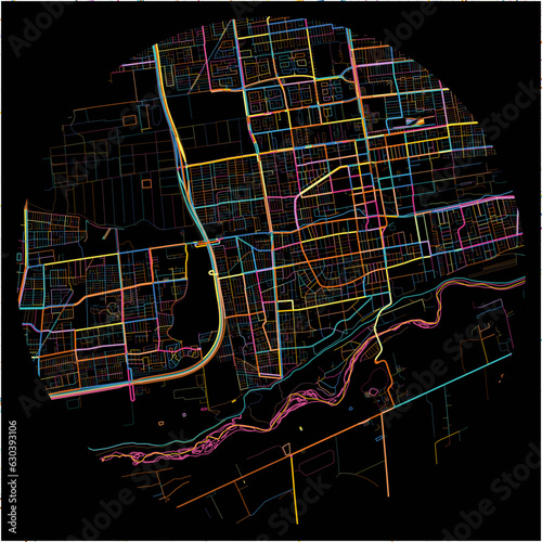 Colorful Map of PuenteAlto with all major and minor roads.