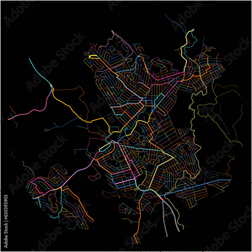 Colorful Map of RibeiraodasNeves with all major and minor roads.
