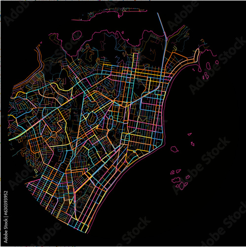 Colorful Map of VilaVelha with all major and minor roads.
