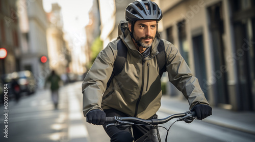 An urban biker in a trendy hoodie, navigating the city streets on their stylish electric bike 