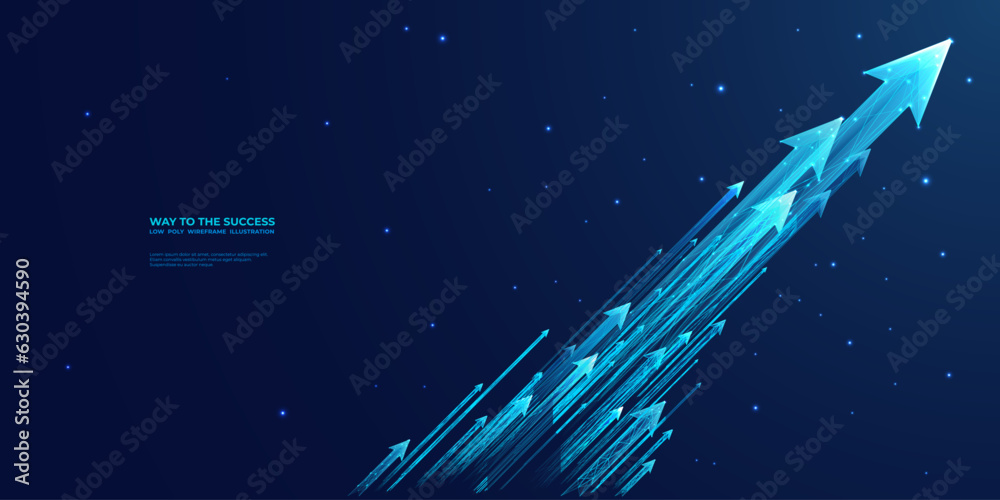 Up light arrow on technology blue background with copy space. Abstract ...