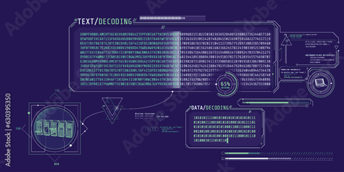Server data processing interface with text decoding.