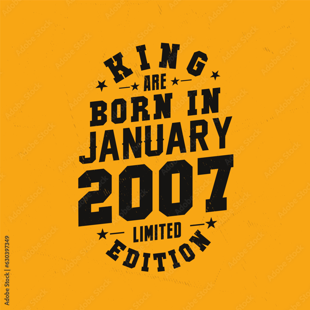 Obraz premium King are born in January 2007. King are born in January 2007 Retro Vintage Birthday