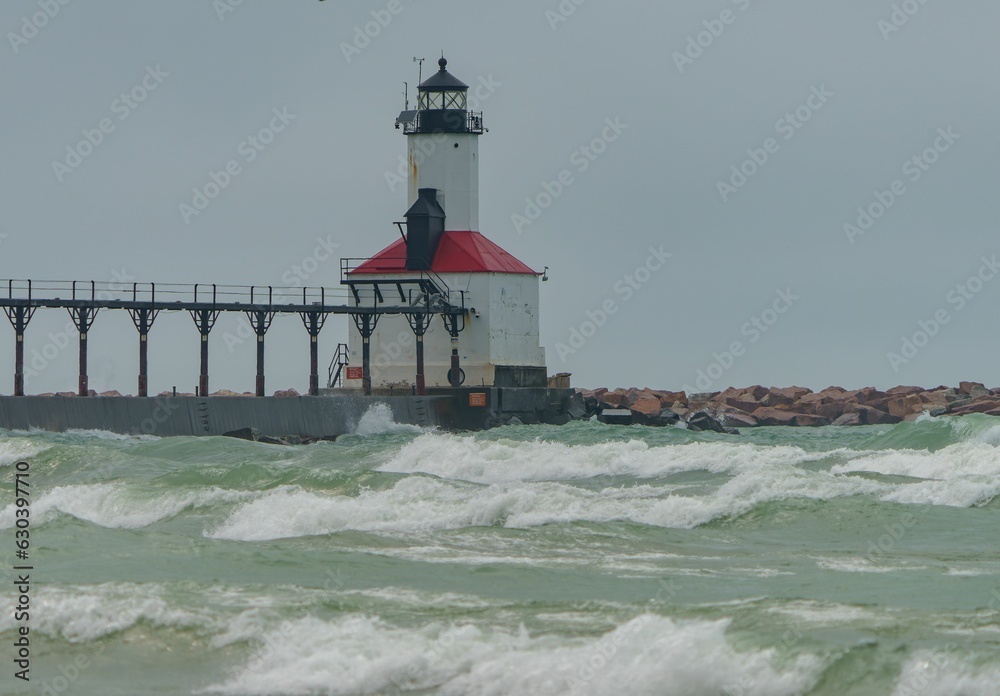 Lighthouse Standing Tall in Summer Storm.