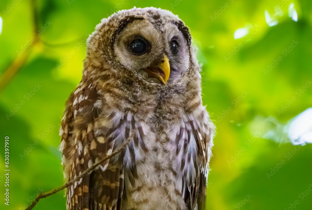 Juvenile Barred Owl in the Morning Light. Juvenile Barred Owl in the Morning Light.