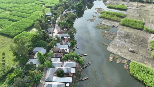 Aerial view of flood affected villages in Bangladesh. photo