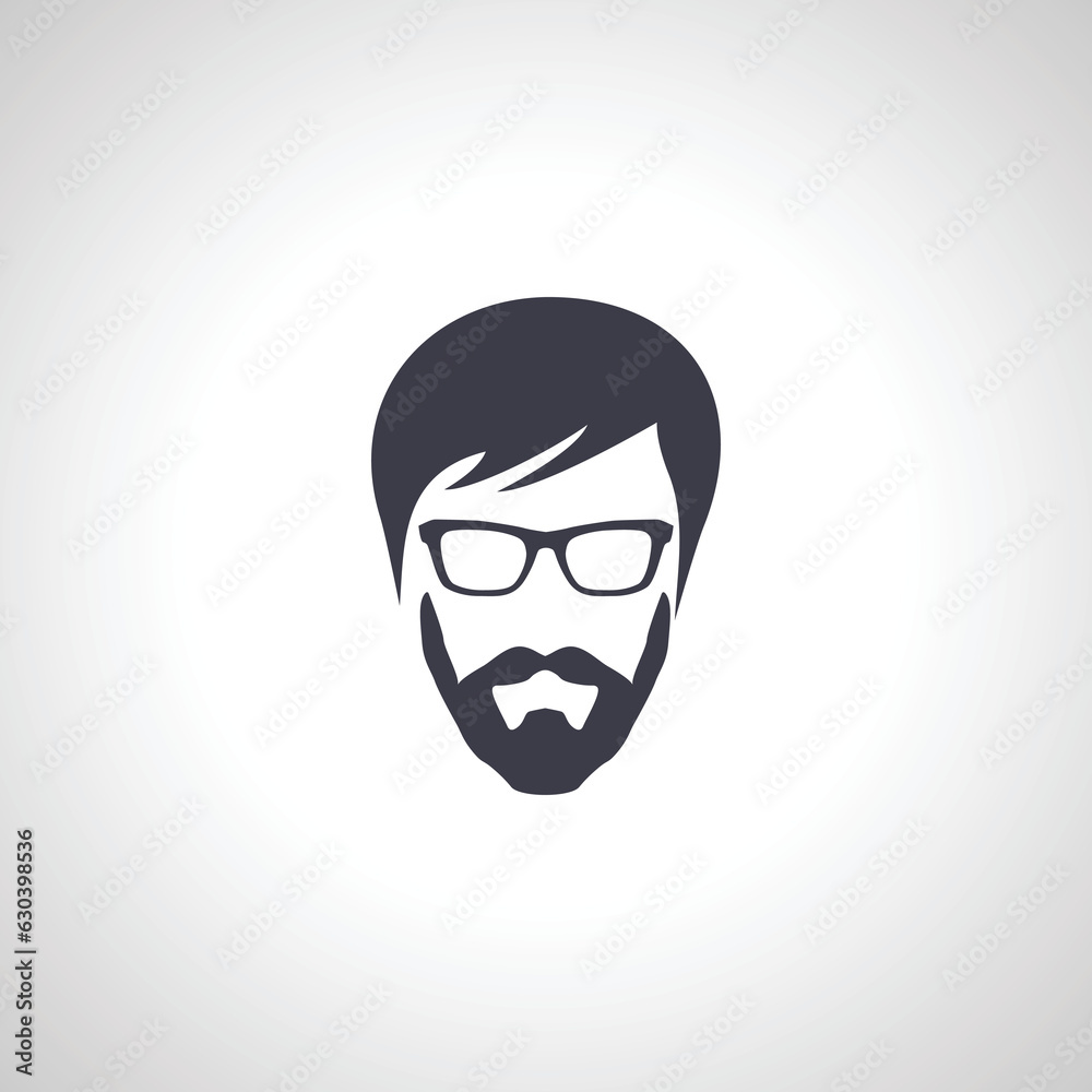 bearded man in glasses icon. Fashion silhouette hipster style
