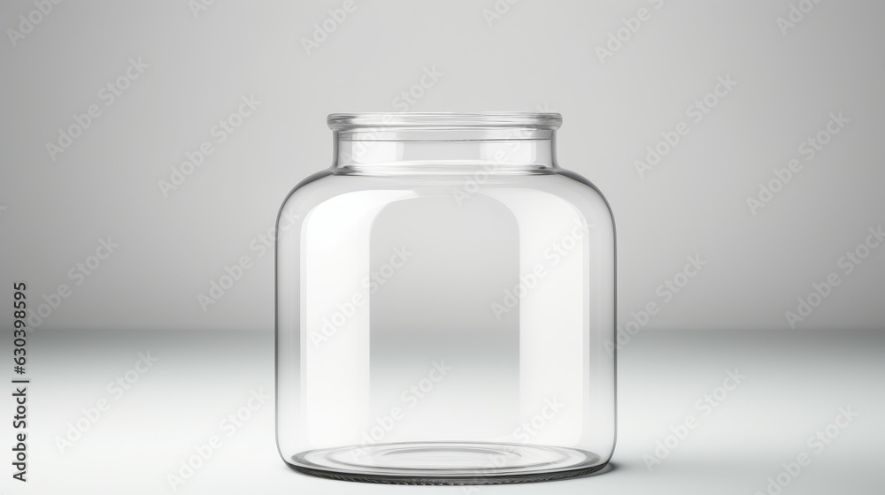 A glass jar with a lid on a table A glass jar with a lid on a table