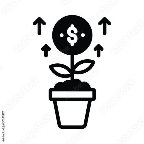 Grab this carefully crafted money plant vector, icon of business development