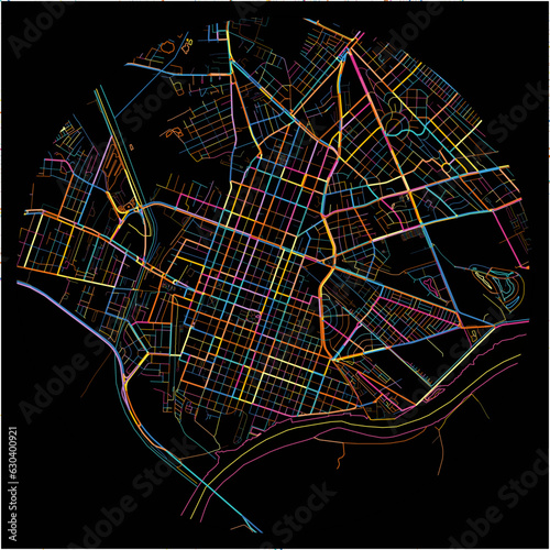 Colorful Map of Pelotas with all major and minor roads.