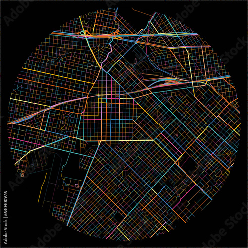 Colorful Map of Moron with all major and minor roads.