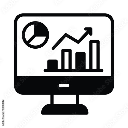 Data chart on lcd display showing vector of market analysis in modern style