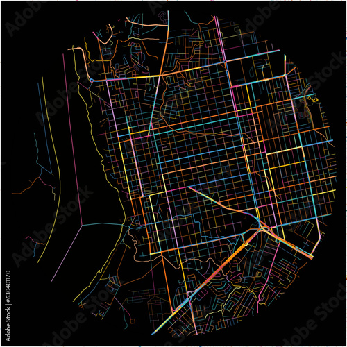 Colorful Map of PortoVelho with all major and minor roads.