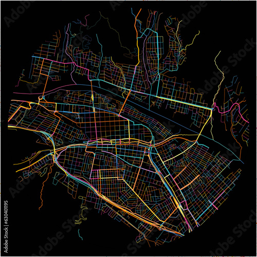 Colorful Map of SanSalvadordeJujuy with all major and minor roads.