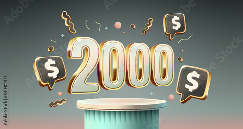 Coupon special voucher 2000 dollar, Check banner special offer. Vector illustration