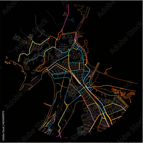 Colorful Map of Talcahuano with all major and minor roads. photo