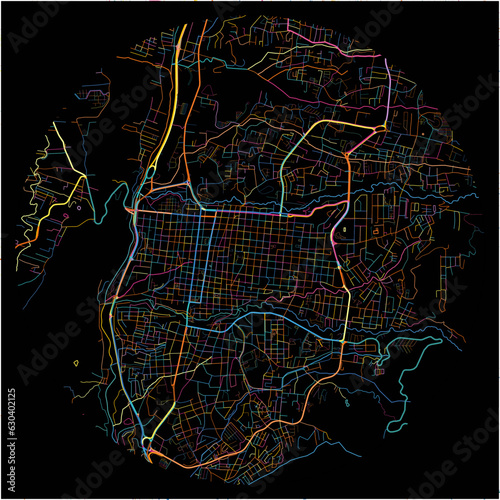 Colorful Map of SanCristobal with all major and minor roads.