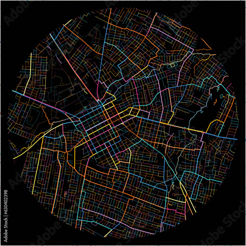 Colorful Map of SanLorenzo with all major and minor roads.