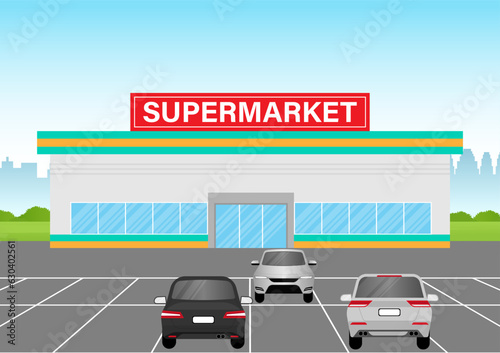 Supermarket Building or Supermarket Store. Convenience Store Building Vector Illustration.  © BillionsPhoto