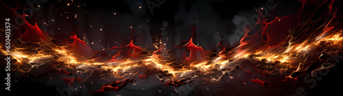 Ultra-Wide Background of Explosion of Liquid Fire and Smoke (Generative AI) photo